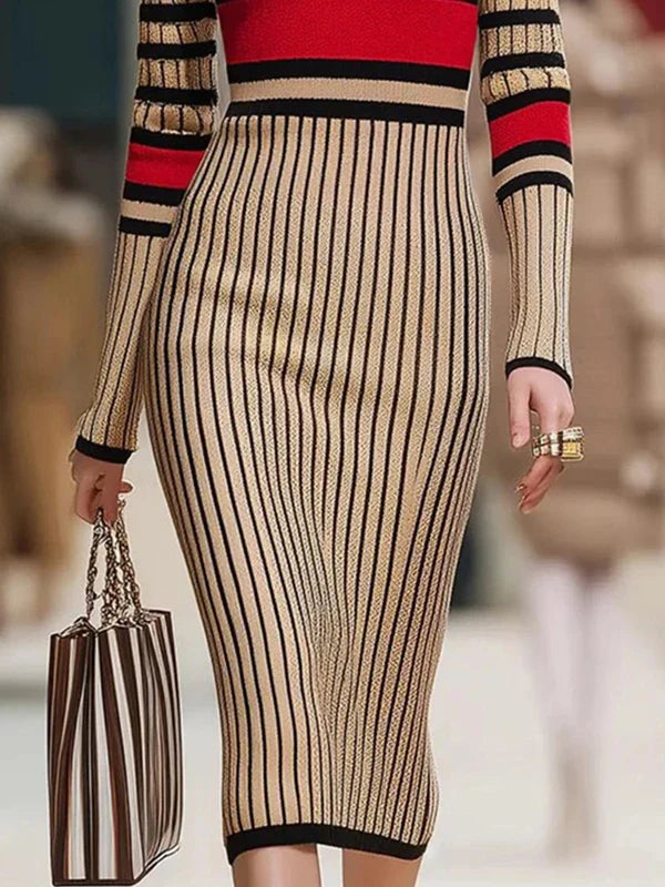 Rosalie Ribbed Knit Sweater Dress