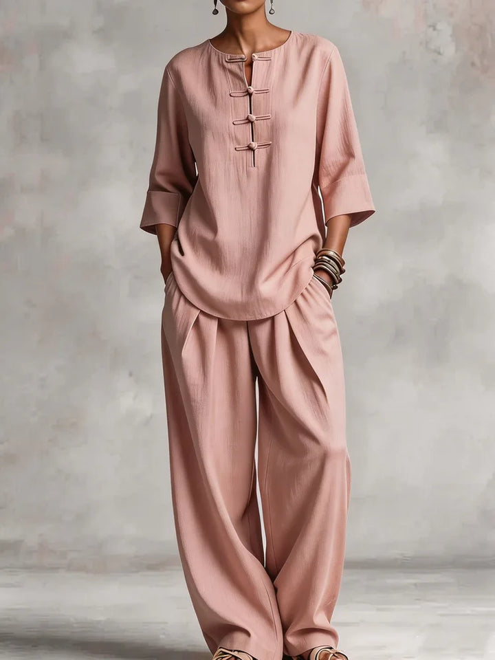 Lourdesa Button Up Shirt Casual Trouser Set