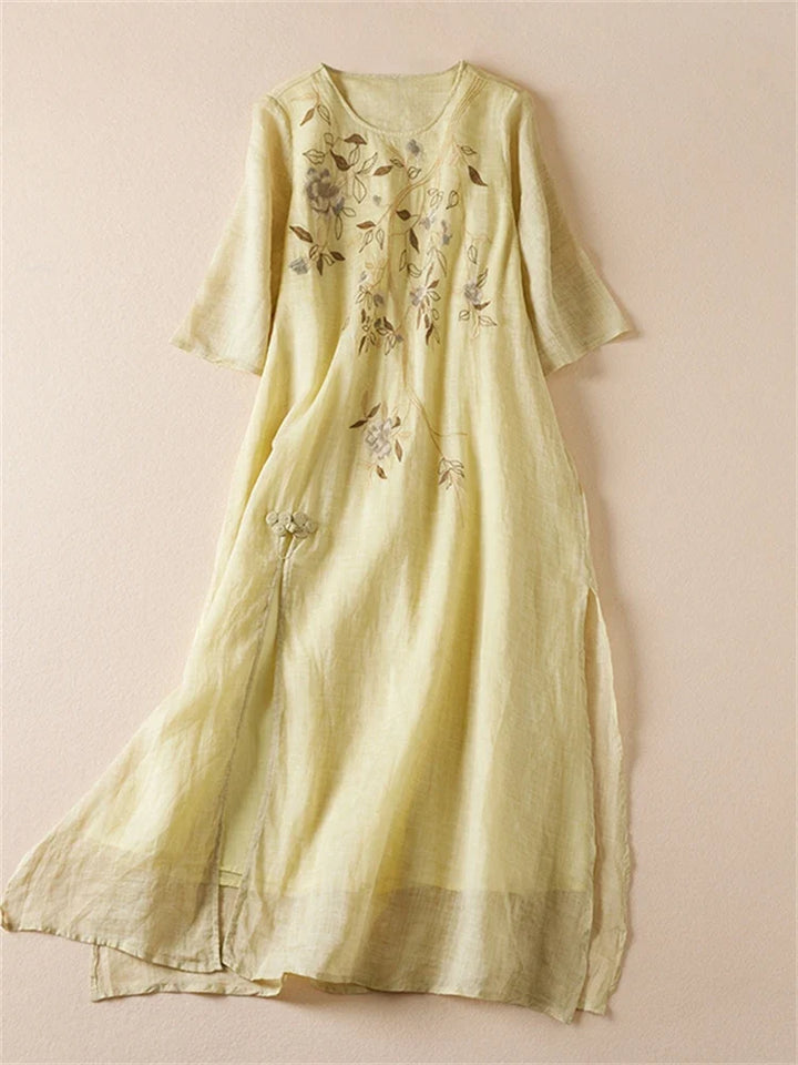 Amelie Embroidered Chiffon Maxi Dress