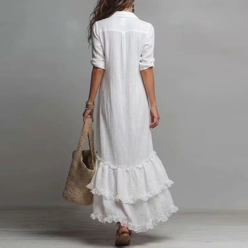 Amelia Ruffle Hem Maxi Dress