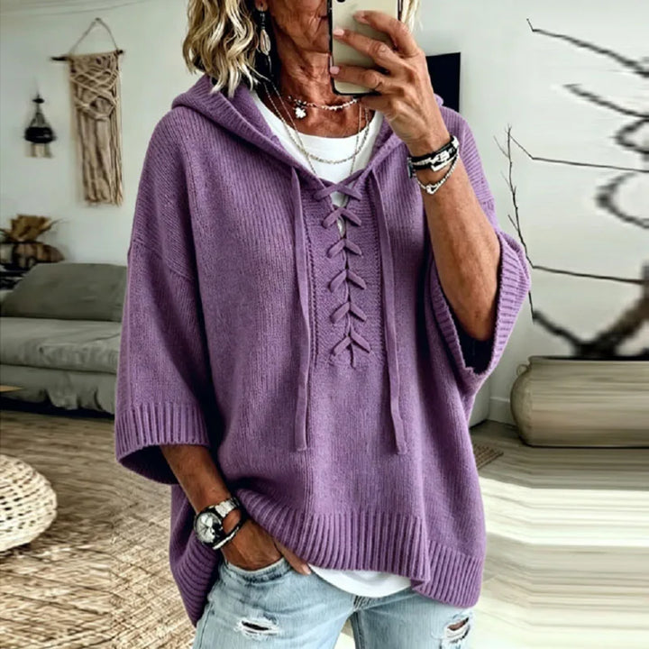 Mollie Lace Up Hooded Pullover