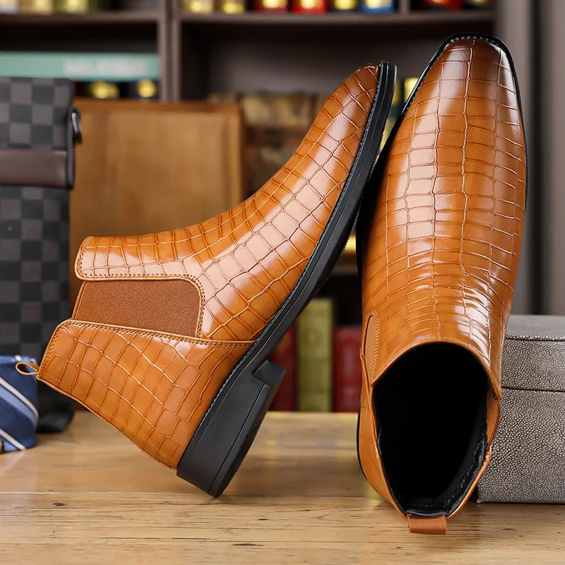 Castille Croc Embossed Chelsea Boot