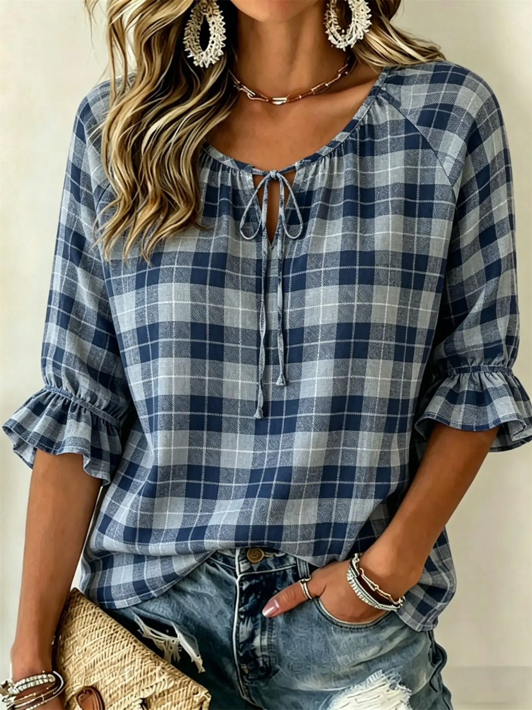 Tia Front Tie Blouse