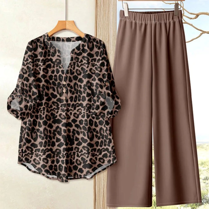 Freya Printed Loose Top Wide Leg Pants Set