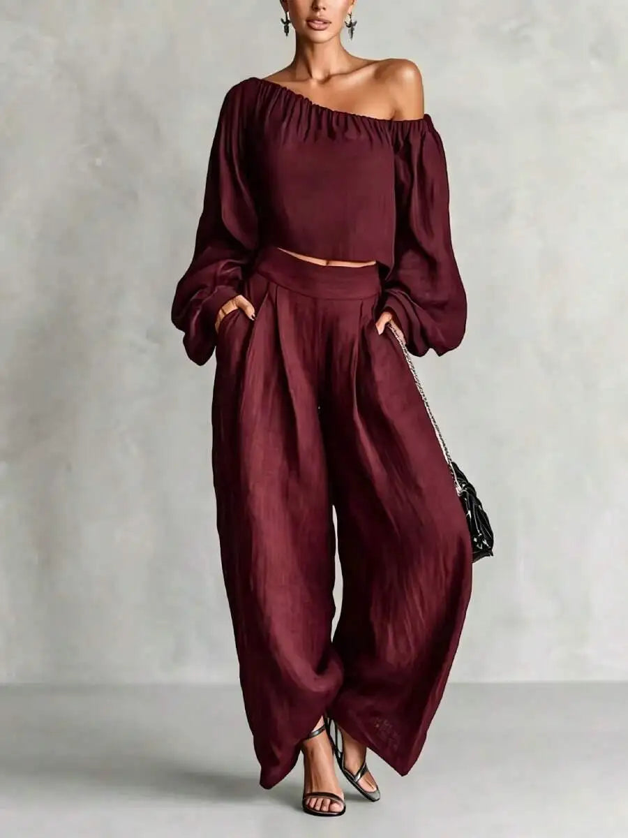 Rebecca Off Shoulder Trouser Set