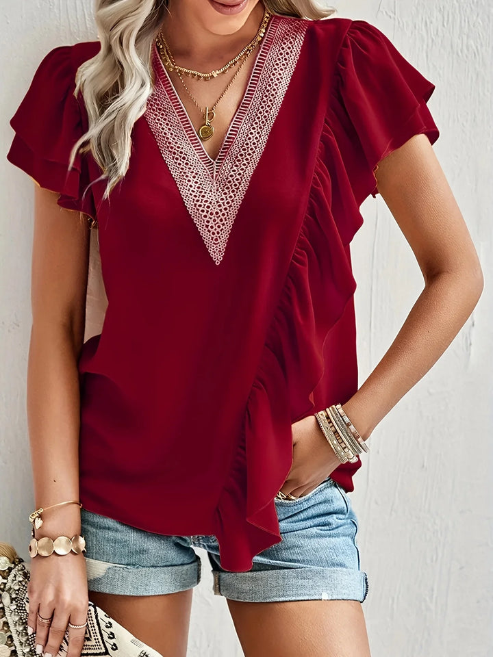 Serena Relaxed V Neck Summer Blouse
