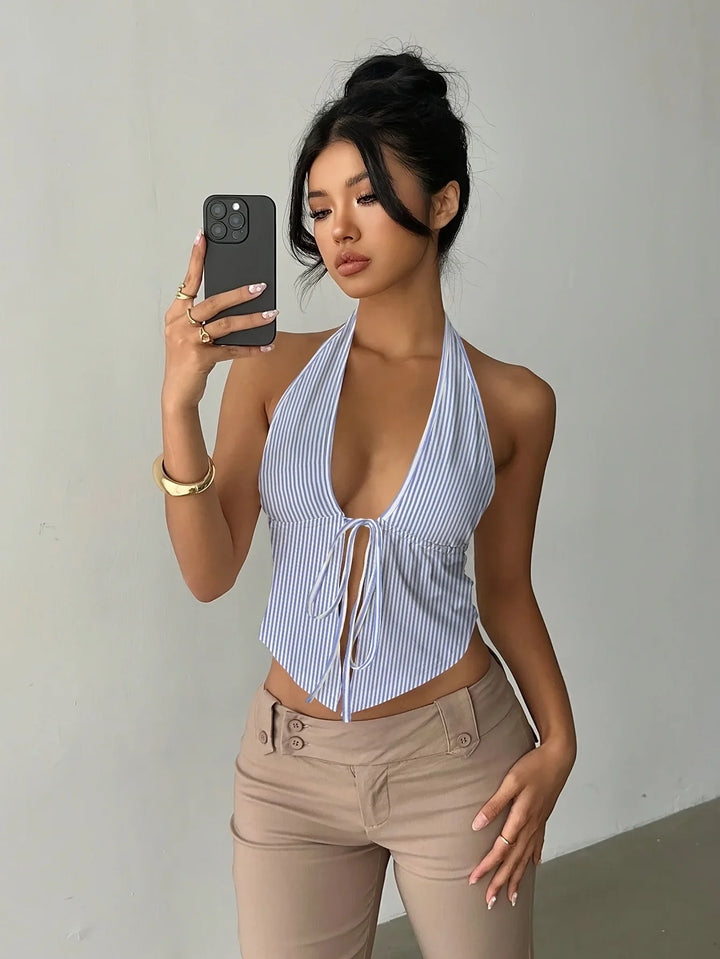 Genelle Striped Halter Top
