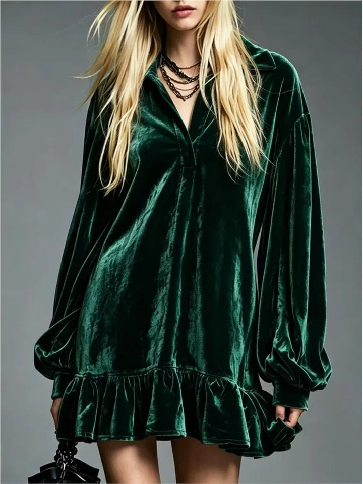 Jordynn Velvet Ruffle Mini Dress