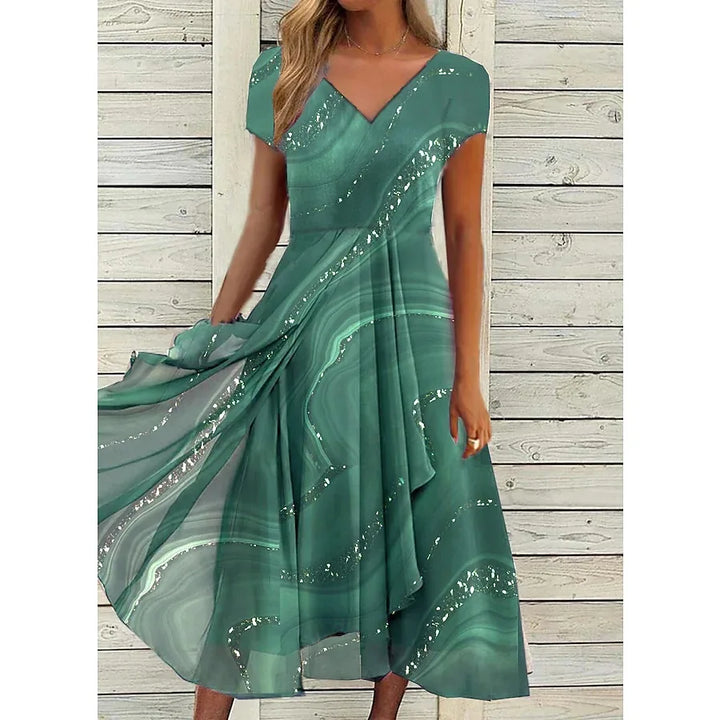 Sloane Casual V Neck Midi Dress