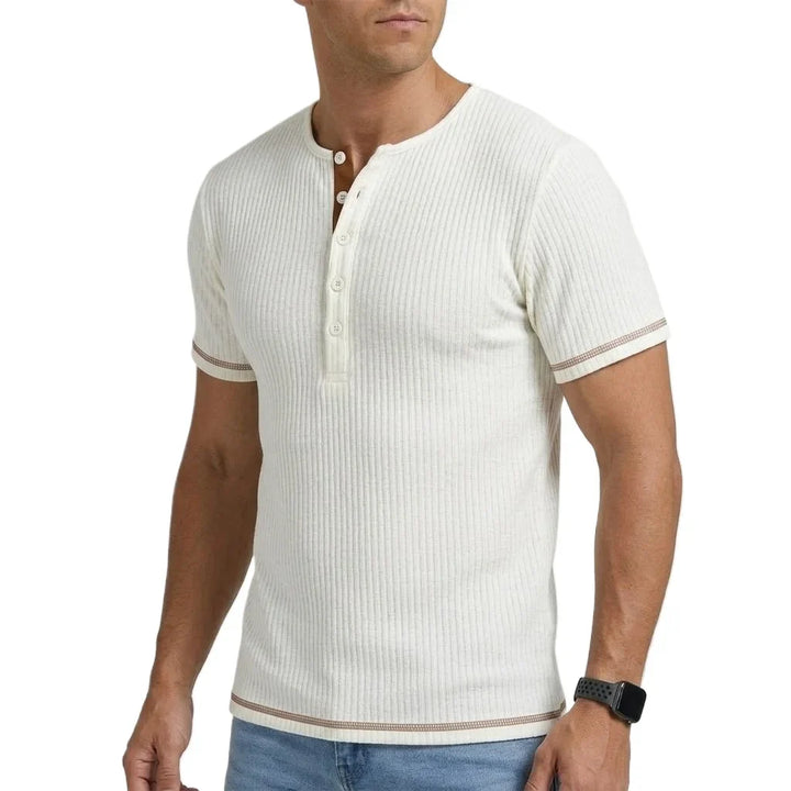 Simon Ribbed Henley T Shirt