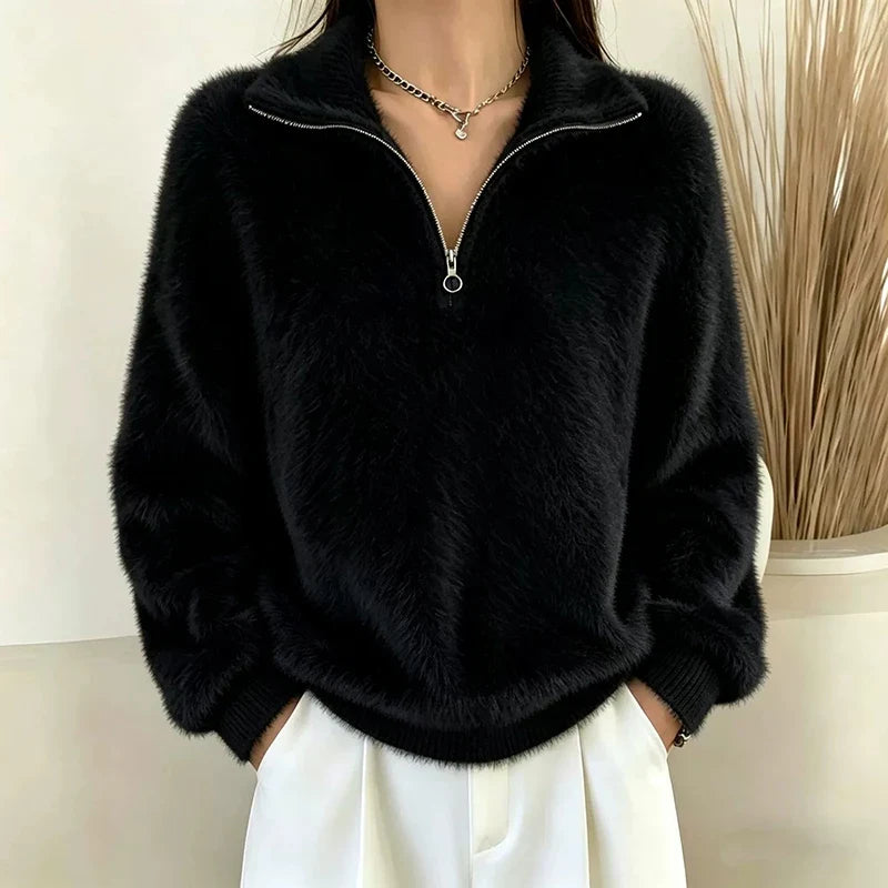 Eulalie Half Zip Fuzzy Pullover
