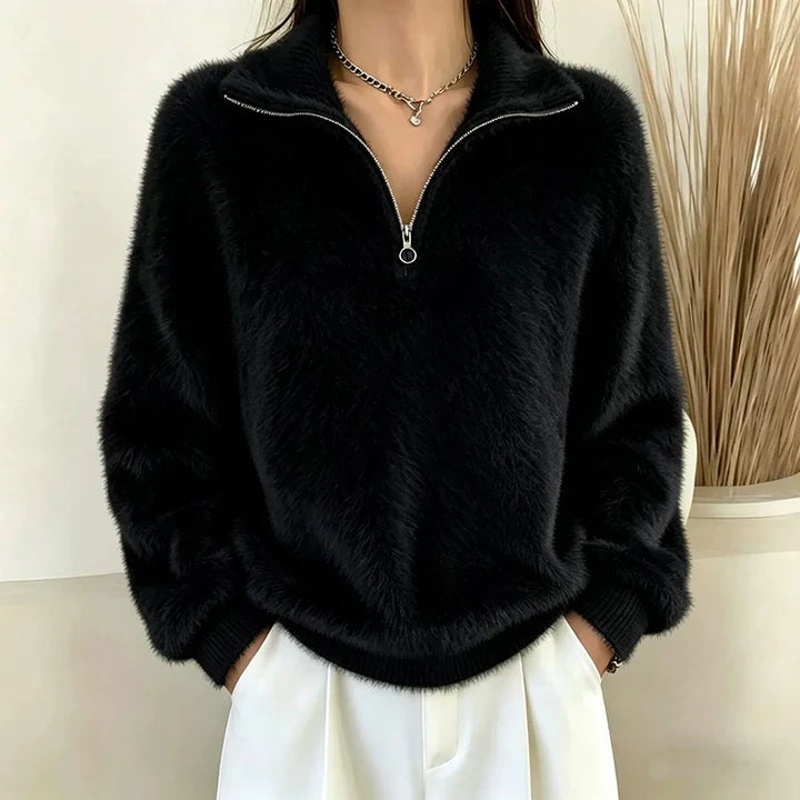 Eulalie Half Zip Fuzzy Pullover