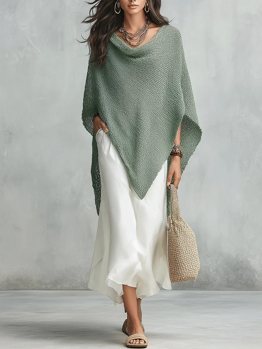Amber Knit Poncho Maxi Dress Set