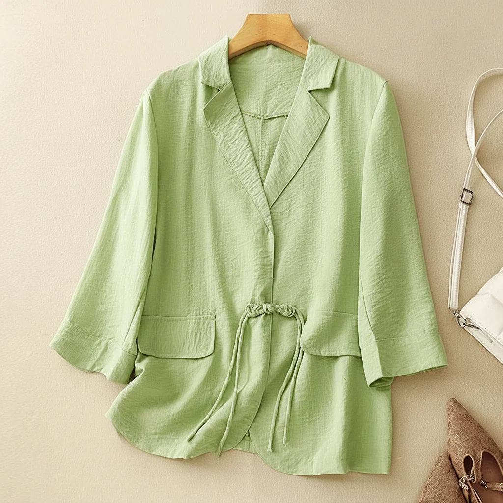 Jodie Drawstring Linen Blazer