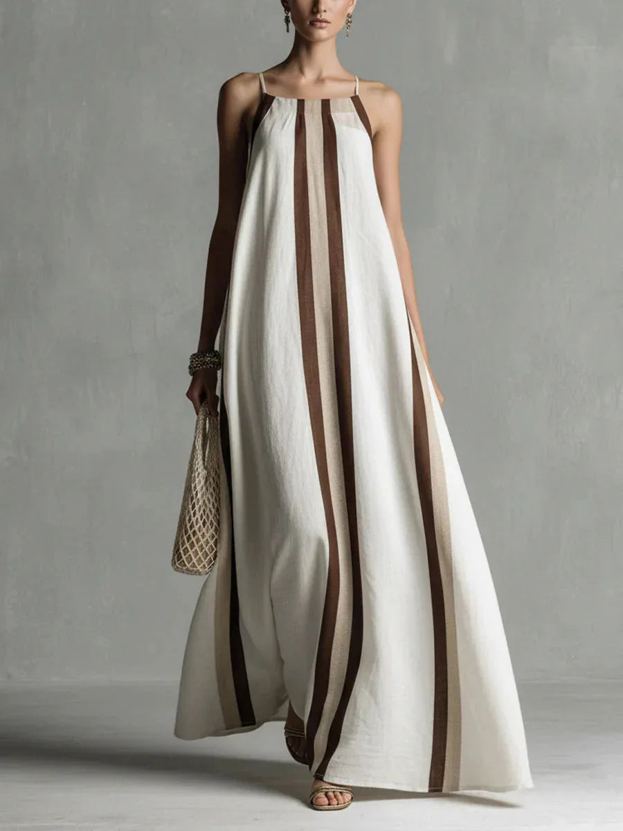 Jovana Comfortable Striped Sleeveless Maxi Dress