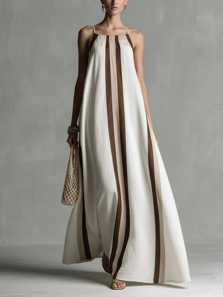Jovana Comfortable Striped Sleeveless Maxi Dress