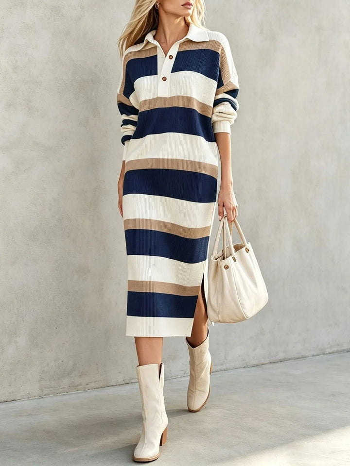 Annera Striped Polo Midi Dress