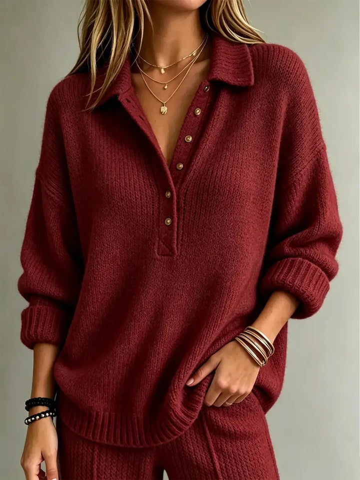 Georgia Button Neck Polo Sweater