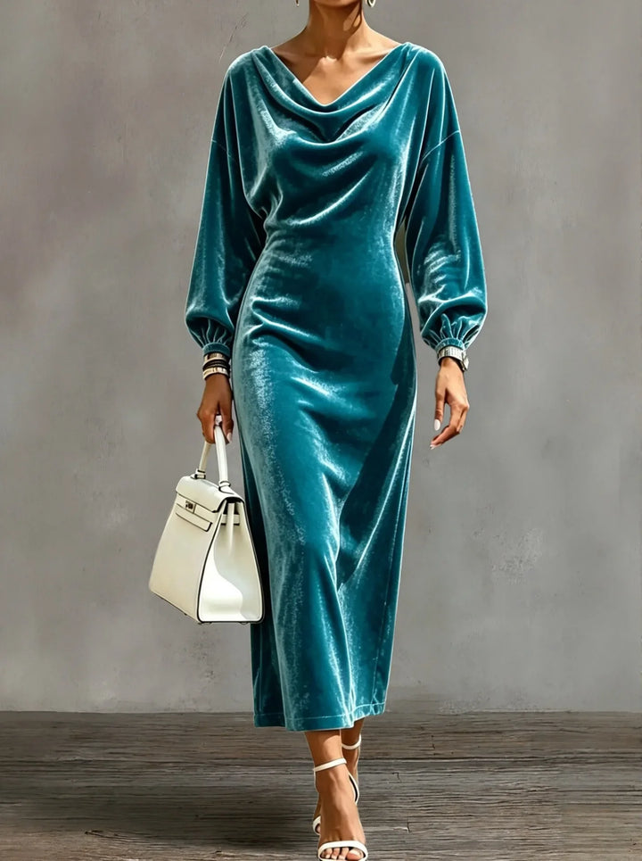 Sabine Cowl Neck Velvet Dress
