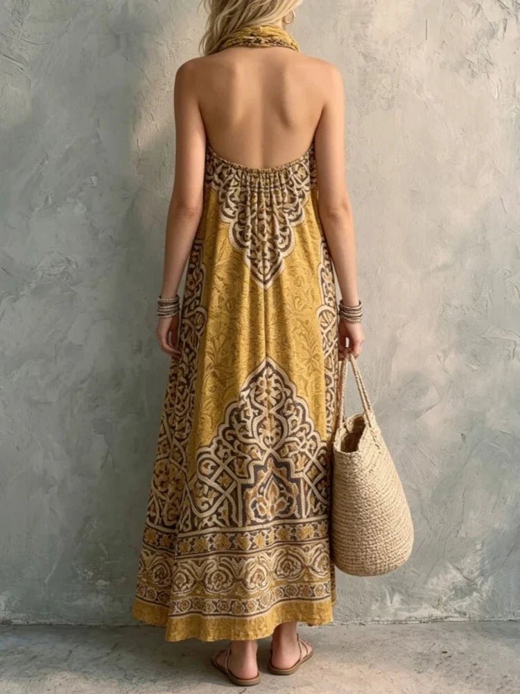 Cynthia Bohemian Halter Maxi Dress