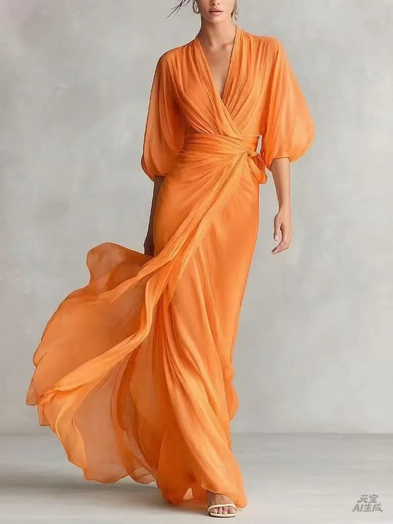 Vanessa V Neck Chiffon Dress