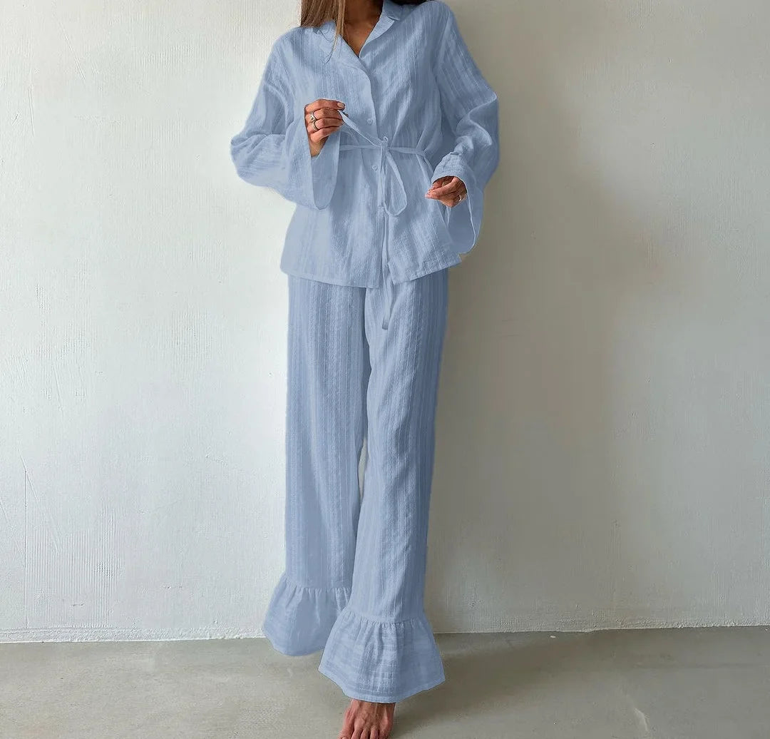 Kate Ruffle Trim Pajama Set