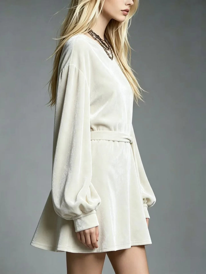 Ines Tie Waist Velvet Dress