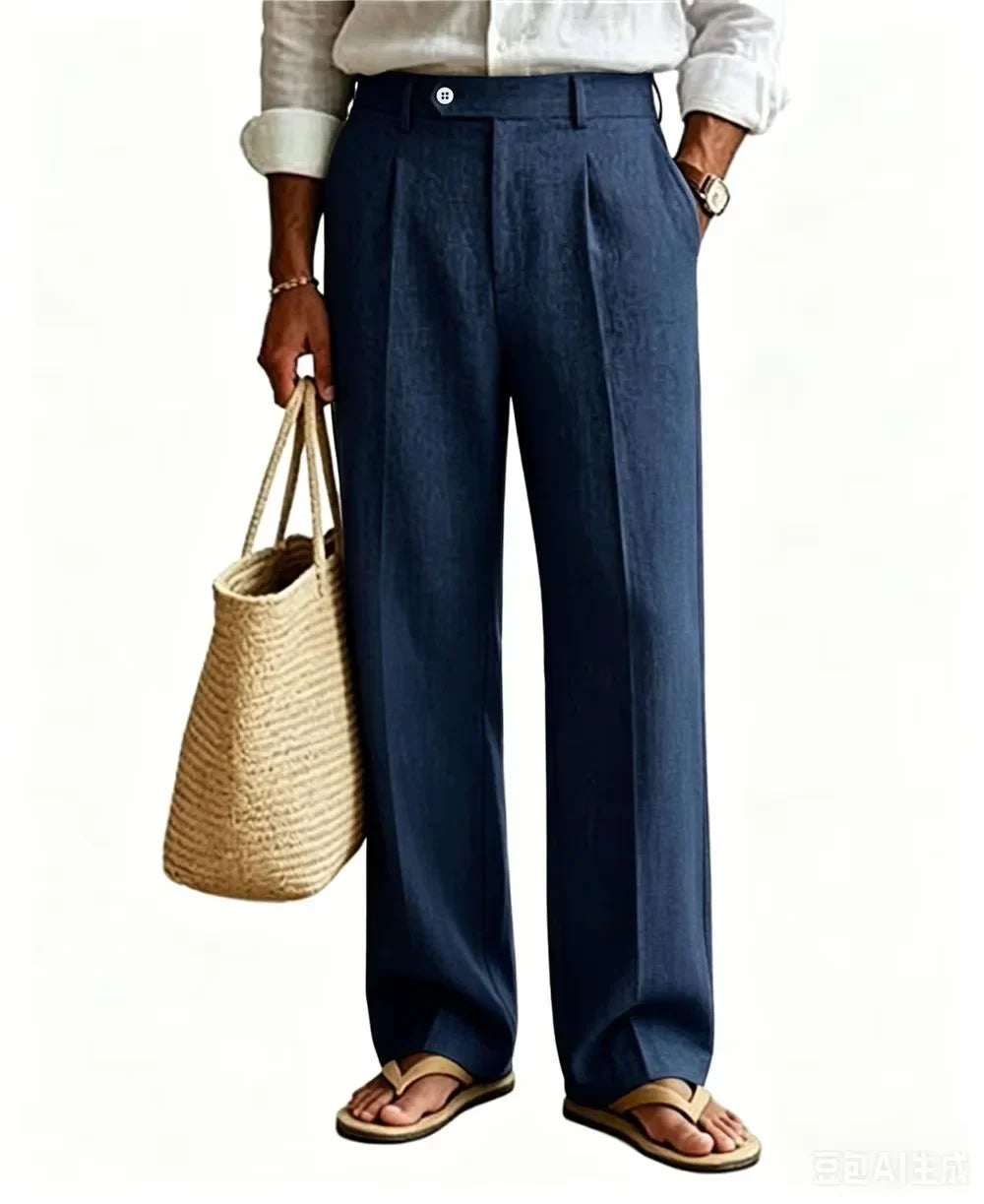 Mason Straight Leg Linen Trousers