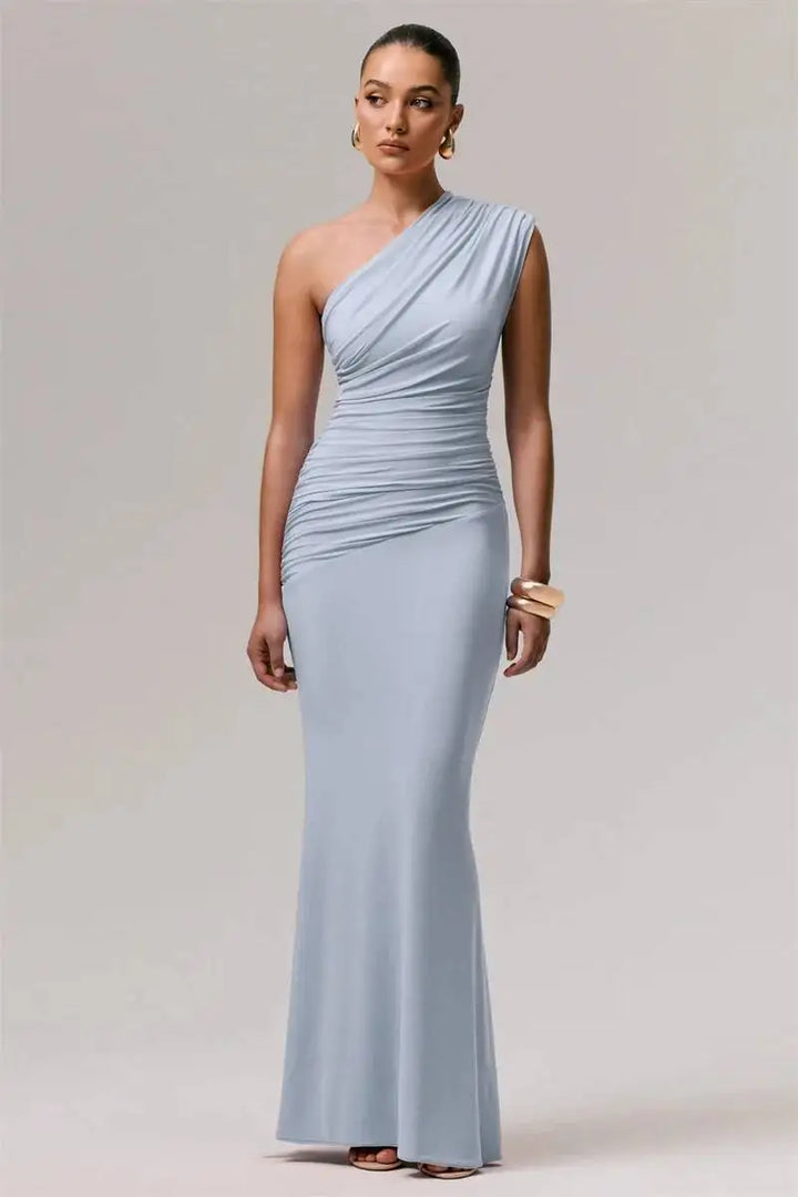 Sandrine Ruched One Shoulder Maxi Dress