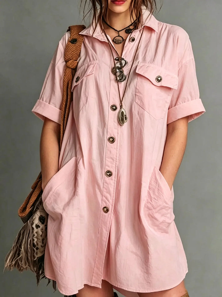 Mia Button Mini Shirt Dress