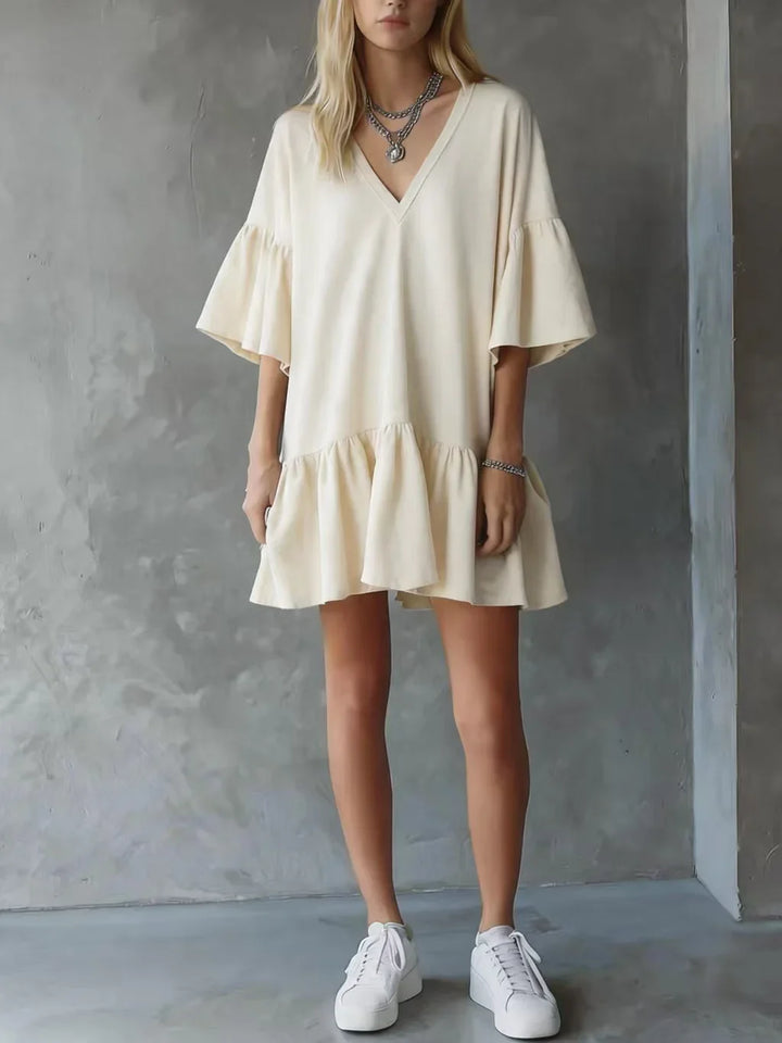 Soliana Lightweight V Neck Mini Dress