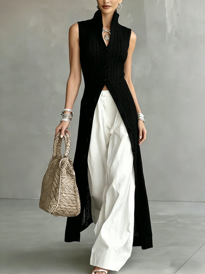 Yara Cable Knit Button Vest