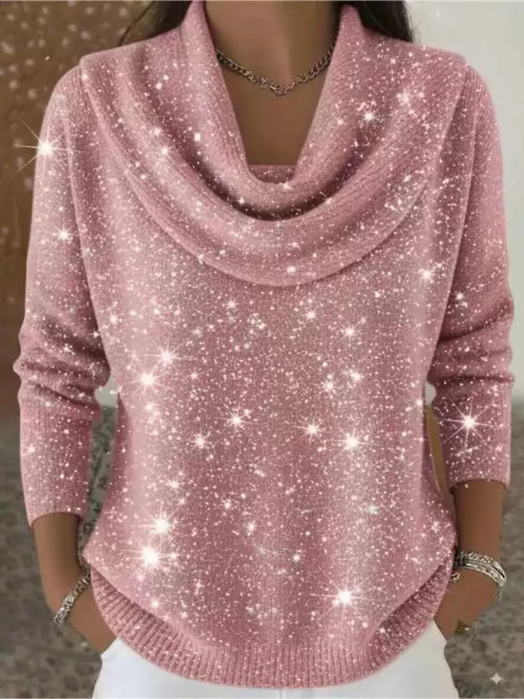 Solene Cowl Neck Shimmer Sweater