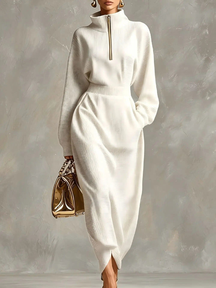 Orlena Elegant Zip Maxi Dress