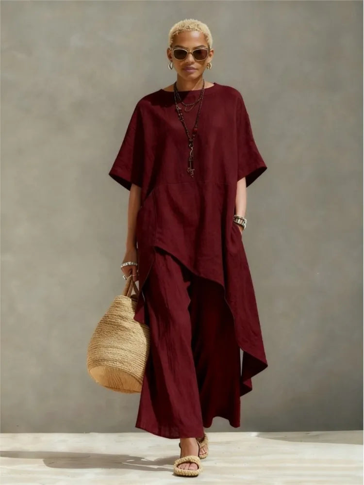 Selvin Relaxed Fit Asymmetrical Top Set