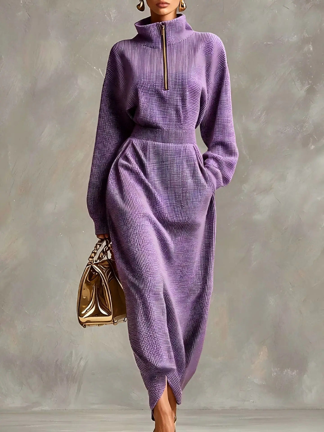 Orlena Elegant Zip Maxi Dress