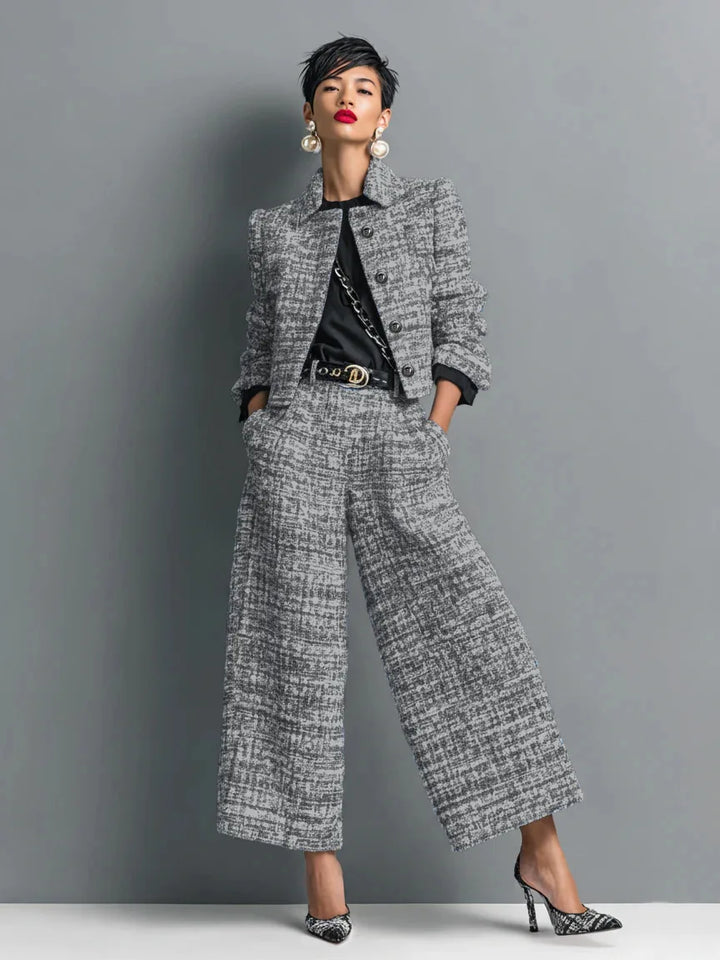 Rosette Notch Lapel Jacket Set
