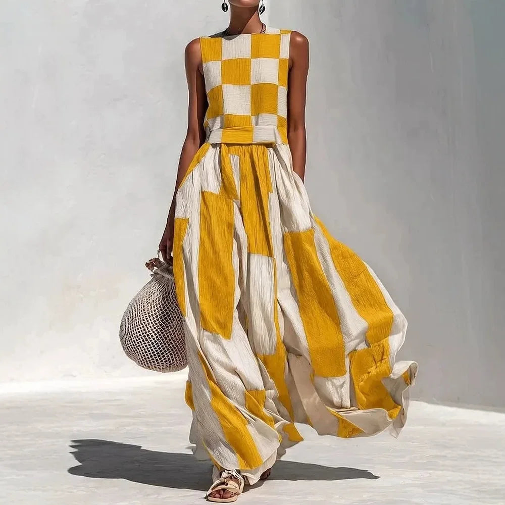 Tiffany Geometric Patchwork Maxi Dress