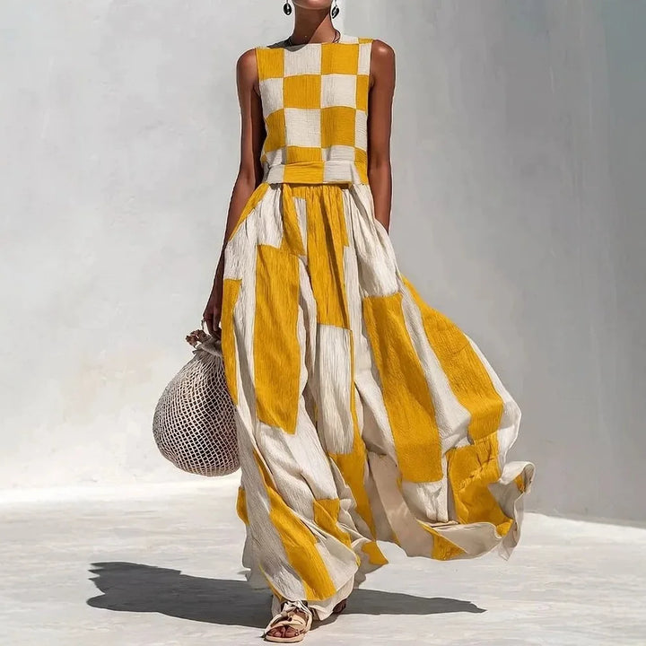 Tiffany Geometric Patchwork Maxi Dress