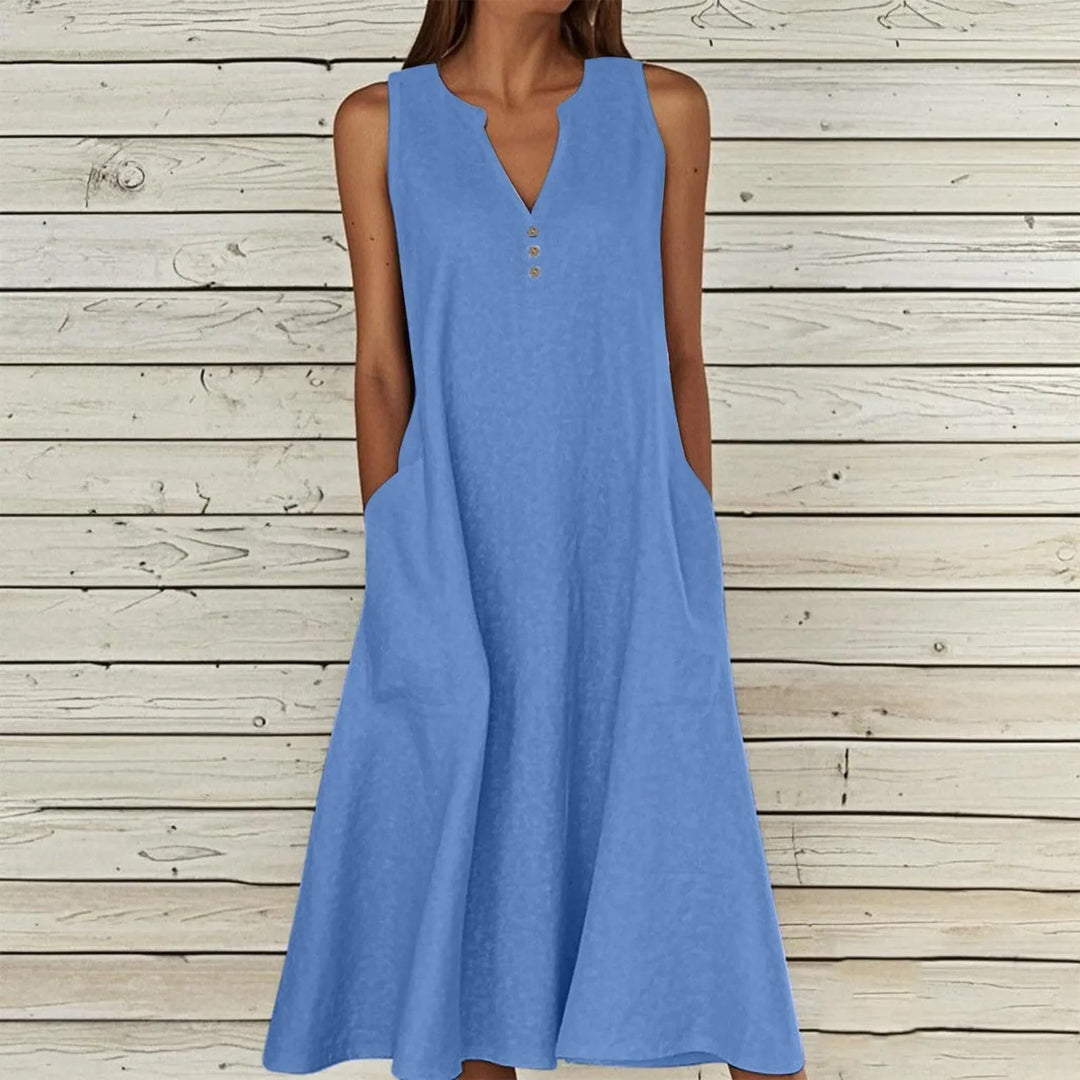 Violet Effortless V Neck Midi Dress
