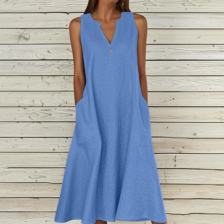 Violet Effortless V Neck Midi Dress