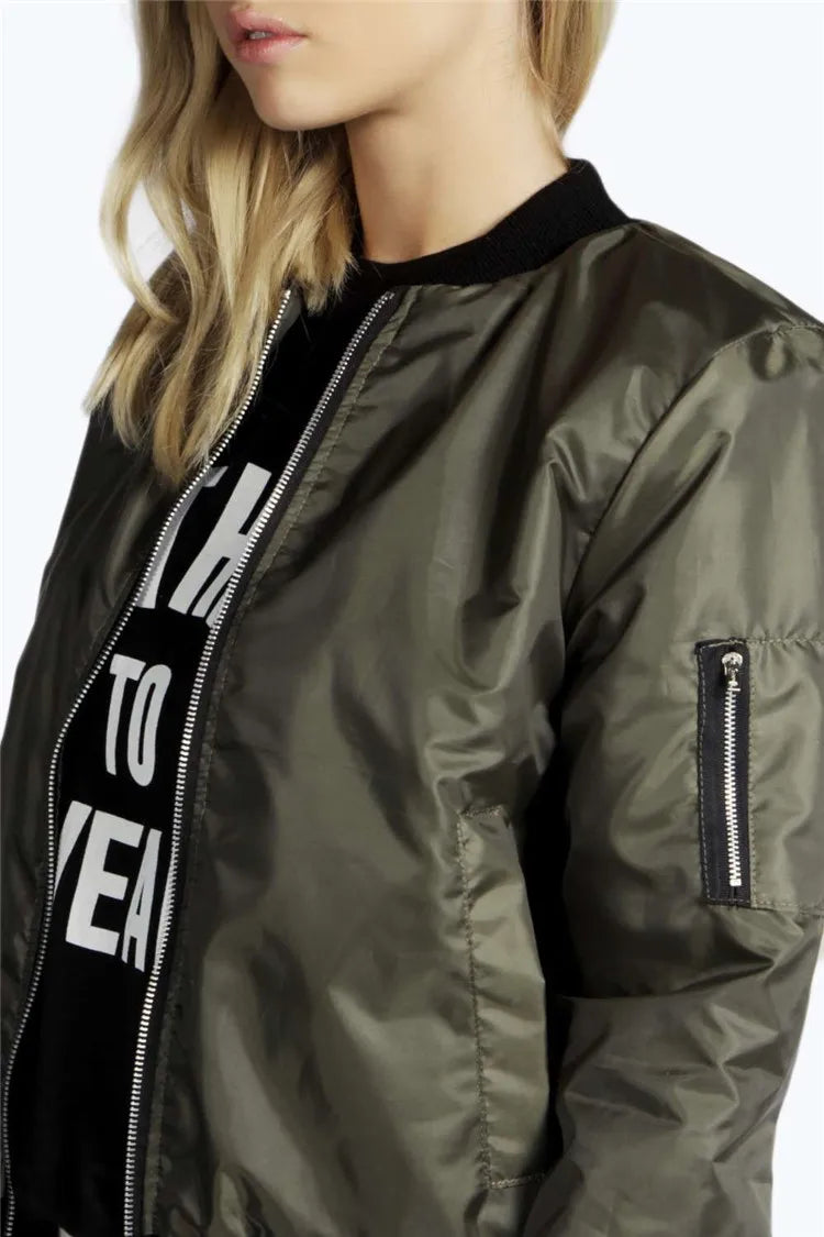 Talia Collarless Bomber Jacket