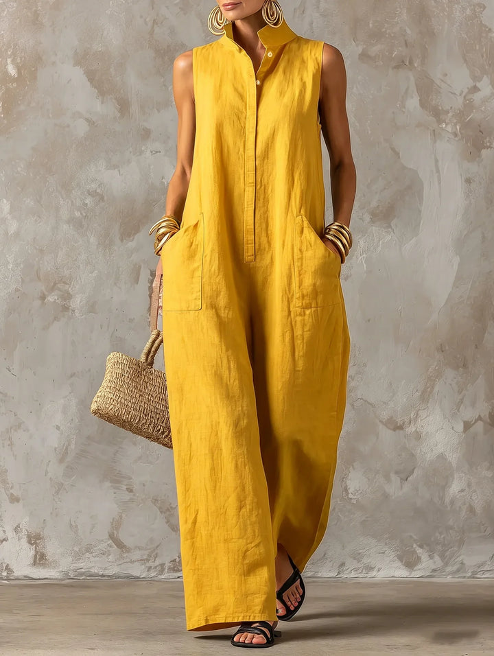 Simone Effortless Stand Collar Jumpsuit
