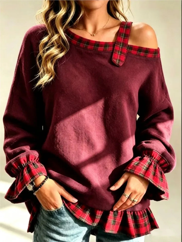Winslet Plaid Trim Pullover