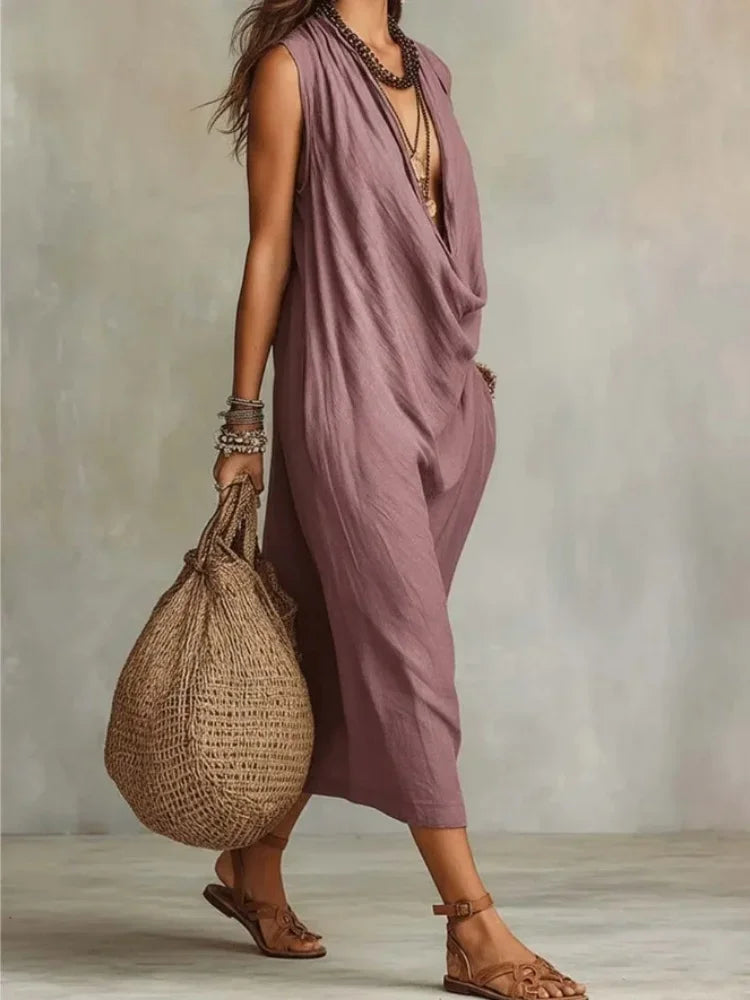 Mirella Draped Pocket Midi Dress