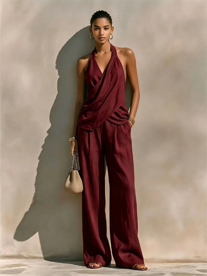 Leah Draped Halter Jumpsuit