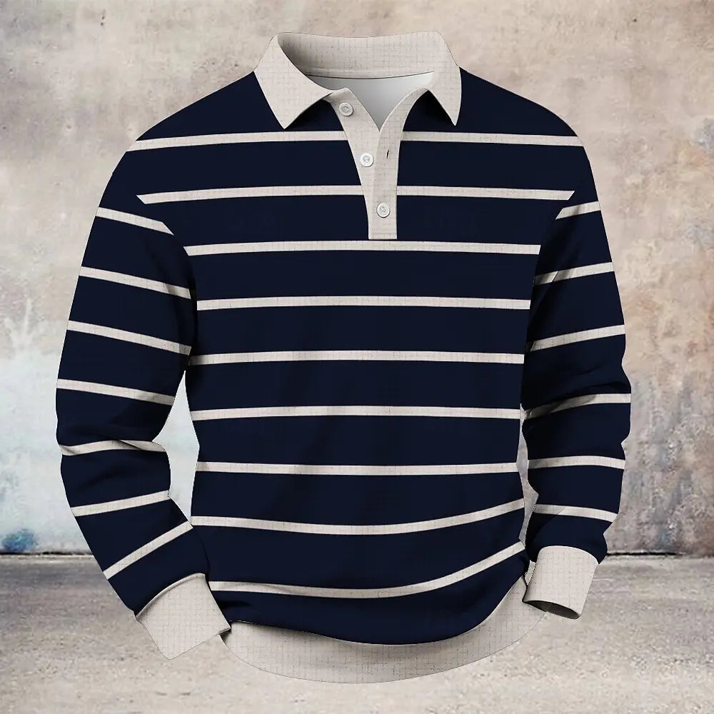 Gavin Breathable Striped Polo Shirt