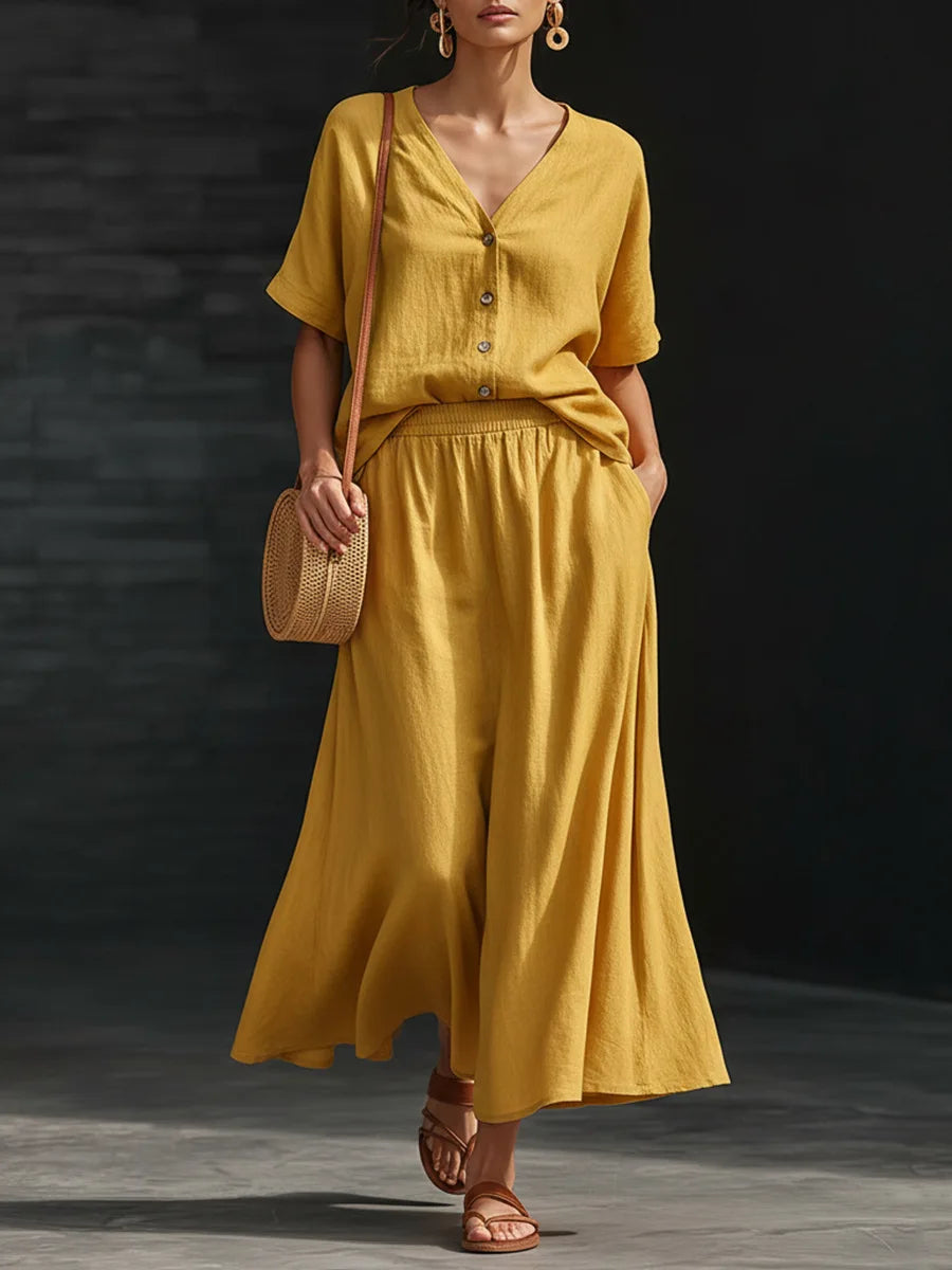 Audrey Button Front Skirt Set