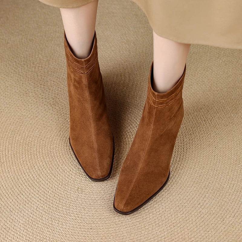 Thalia Square Toe Ankle Boots