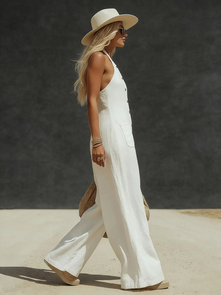 Freda Halter Neck Pocket Jumpsuit